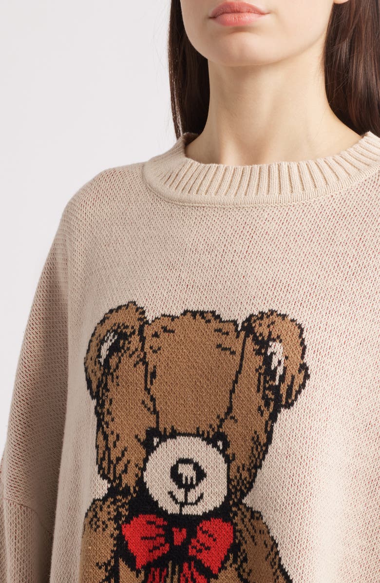 Dressed in Lala Teddy Bear Oversize Sweater, Alternate, color, Beige