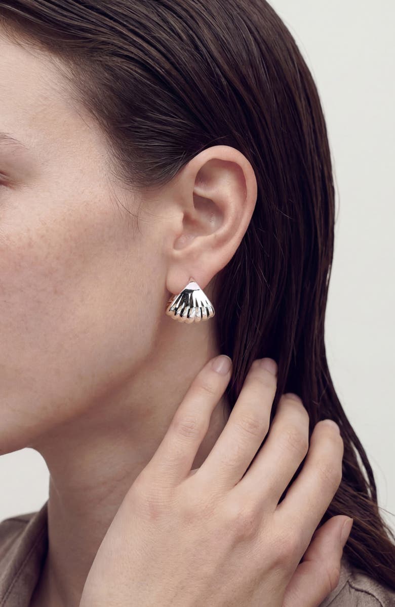 st. Moran Statement Palm Hoop Earrings, Alternate, color, Silver