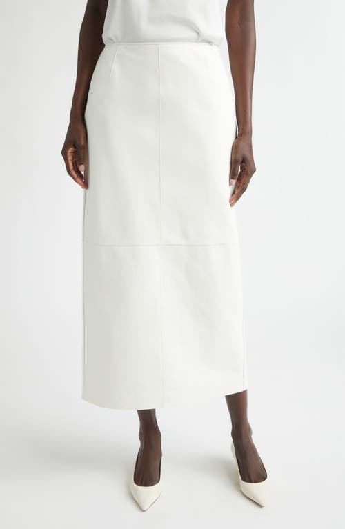 Lafayette 148 New York Glove Leather Midi Pencil Skirt in White at Nordstrom, Size 6