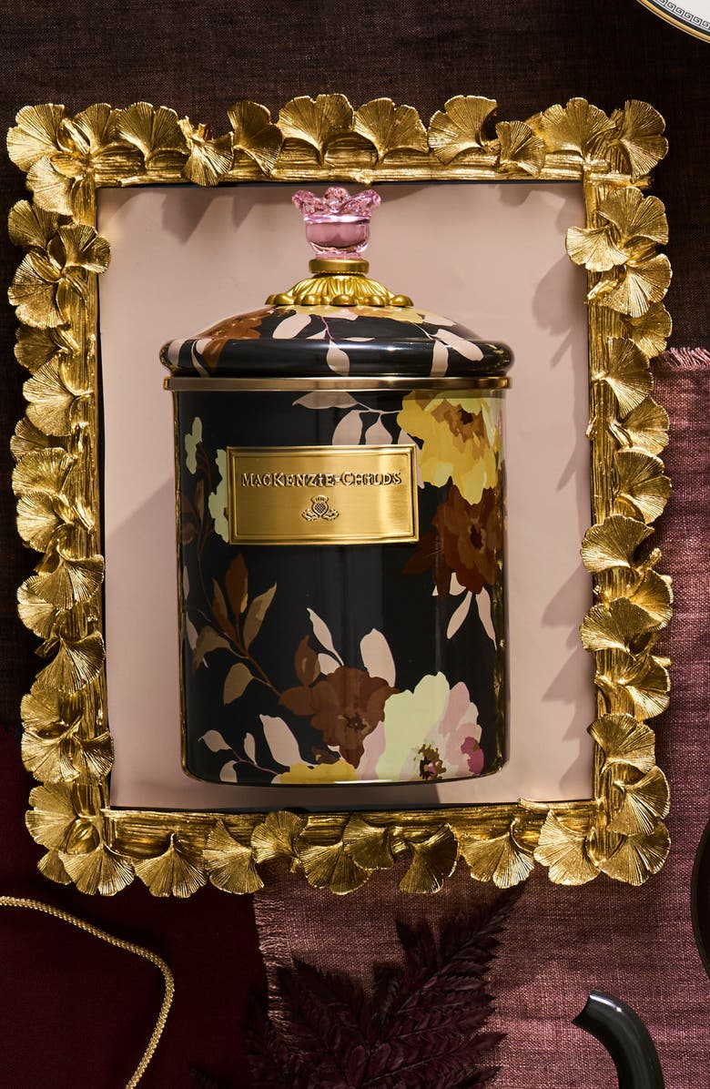 MACKENZIE CHILDS Wild Rose Medium Enameled Steel Canister, Alternate, color, Multi Black