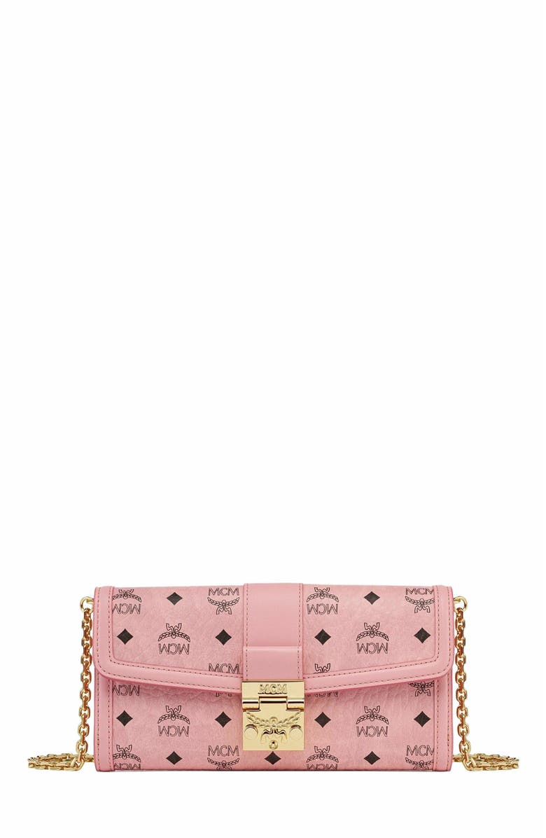 MCM Tracy Chain Wallet in Visetos, Main, color, Pink