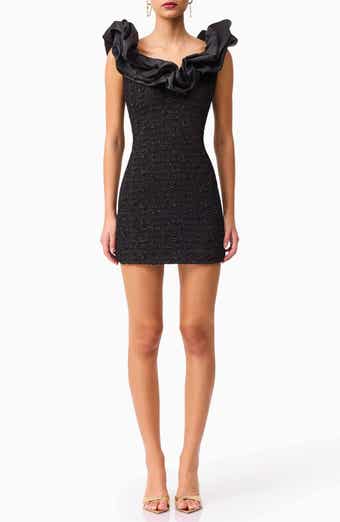 Elliatt Paloma Satin Ruffle & Floral Jacquard Cocktail Minidress