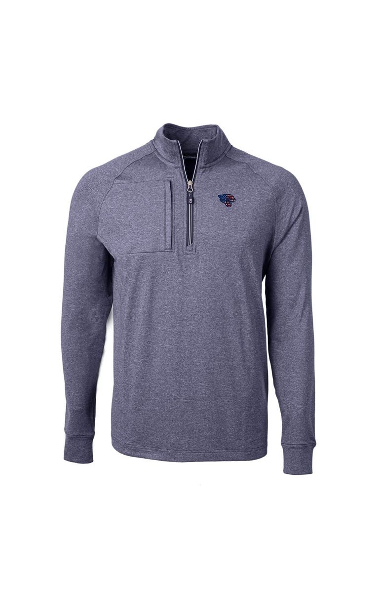 Cutter & Buck Men's Cutter & Buck  Heather Navy Jacksonville Jaguars  Big & Tall Adapt Eco Knit Quarter-Zip Pullover Top, Alternate, color, 