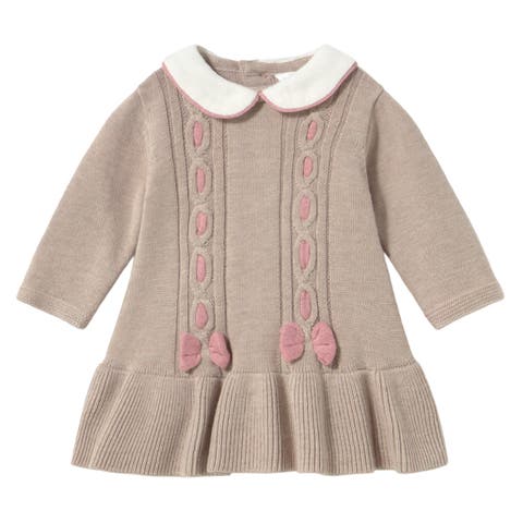 Knitted Dress with Bow Accents