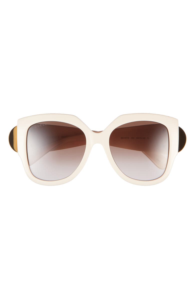 Gucci 54mm Square Sunglasses, Main, color, Ivory/ Brown