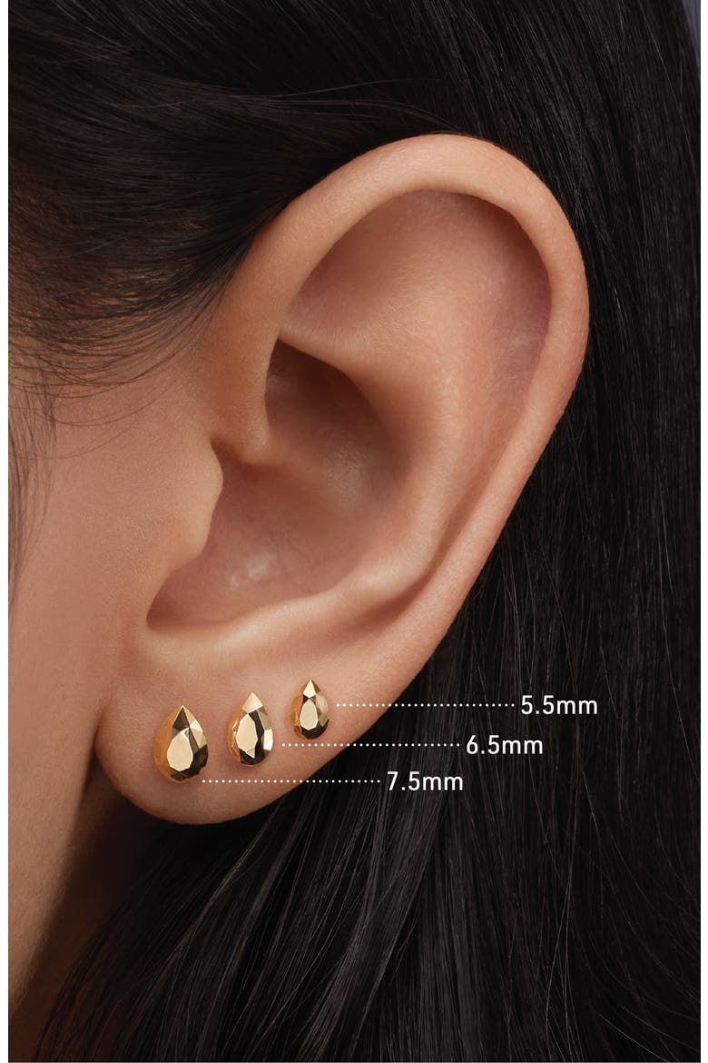 Faceted Pear Single Threaded Stud Earring, Alternate, color, WHITE GOLD
