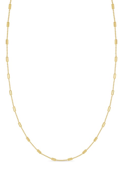 14K Gold Bar Station Necklace