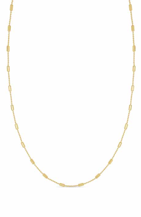 14K Gold Bar Station Necklace