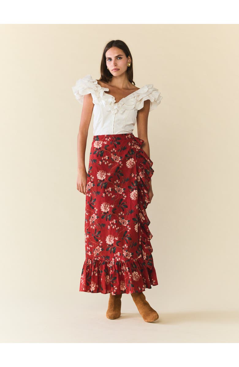 Eddy Wrap Skirt, Main, color, Red Soft Floral
