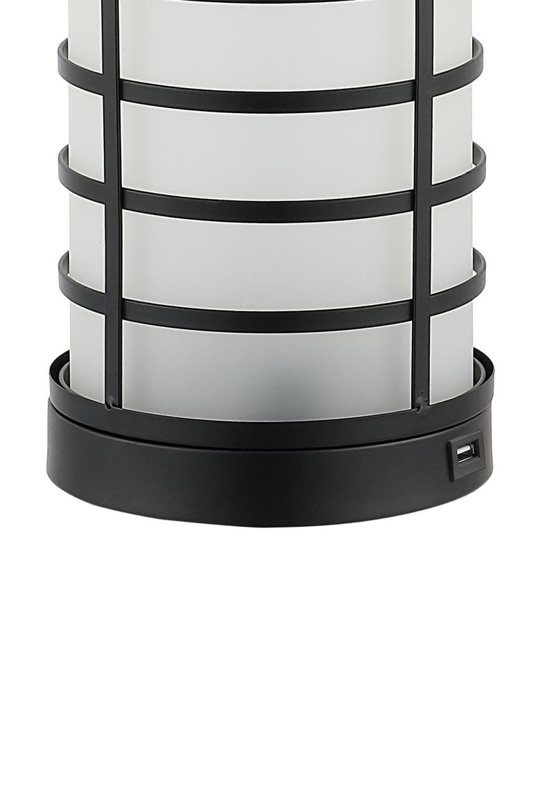 Jayce 27" Modern Industrial Iron Nightlight LED Table Lamp with USB Charging Port, Black, Alternate, color, Black/White