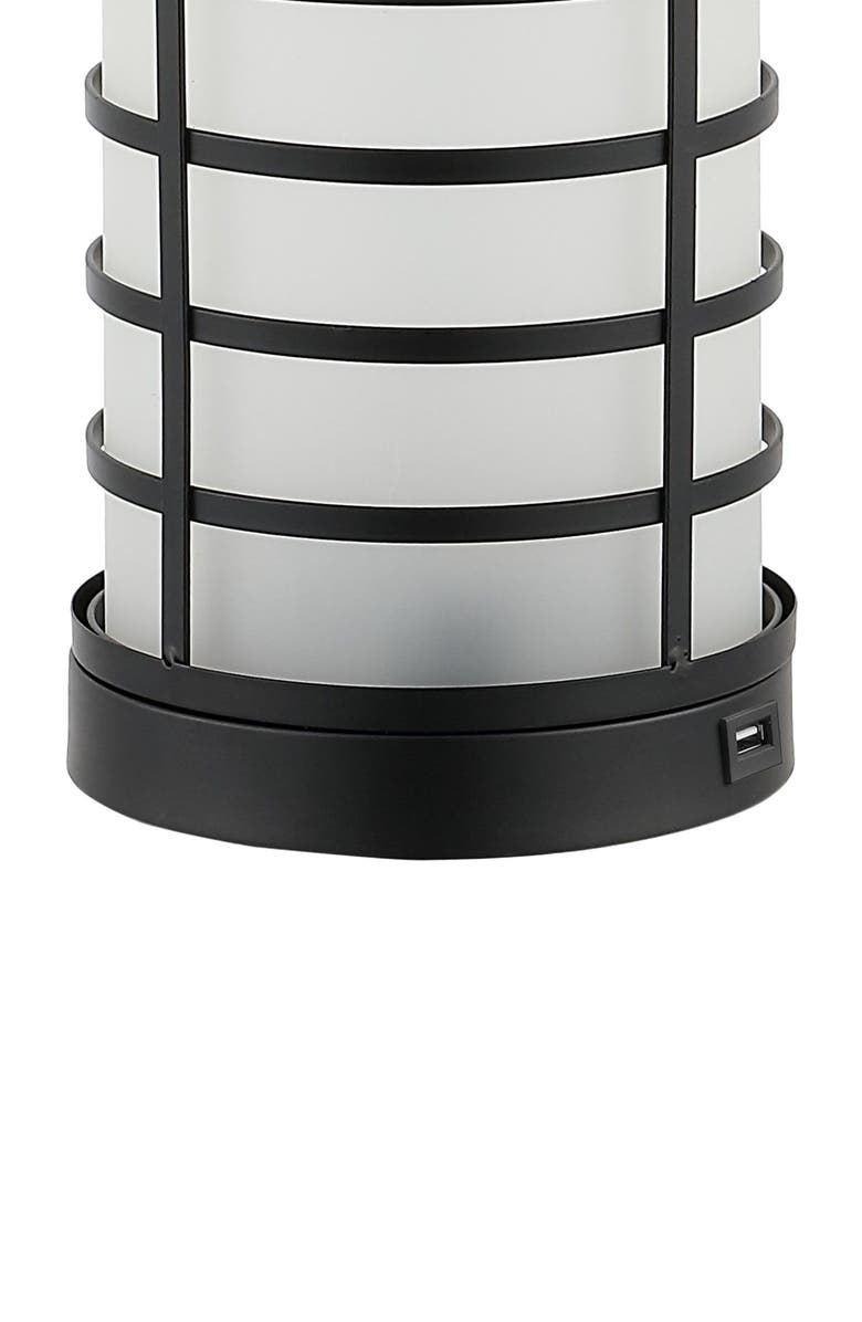 JONATHAN Y Jayce 27" Modern Industrial Iron Nightlight LED Table Lamp with USB Charging Port, Black, Alternate, color, Black/White