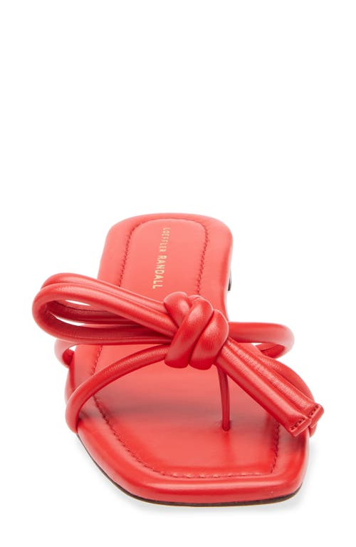 Loeffler Randall Hadley Leather Bow Flat Sandals In Red