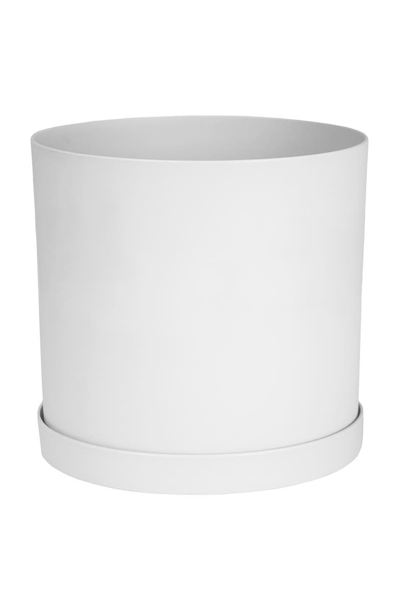 Bloem Mathers Gardening Planter with Saucer Tray  9.5 Inch W x 9.5 Inch H, White, Main, color, White