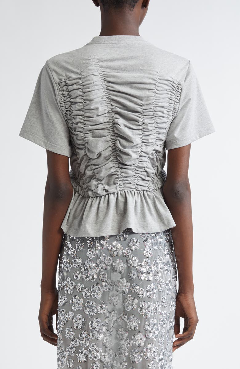 Cecilie Bahnsen Ace Smocked Jersey Peplum Top, Alternate, color, Grey Melange