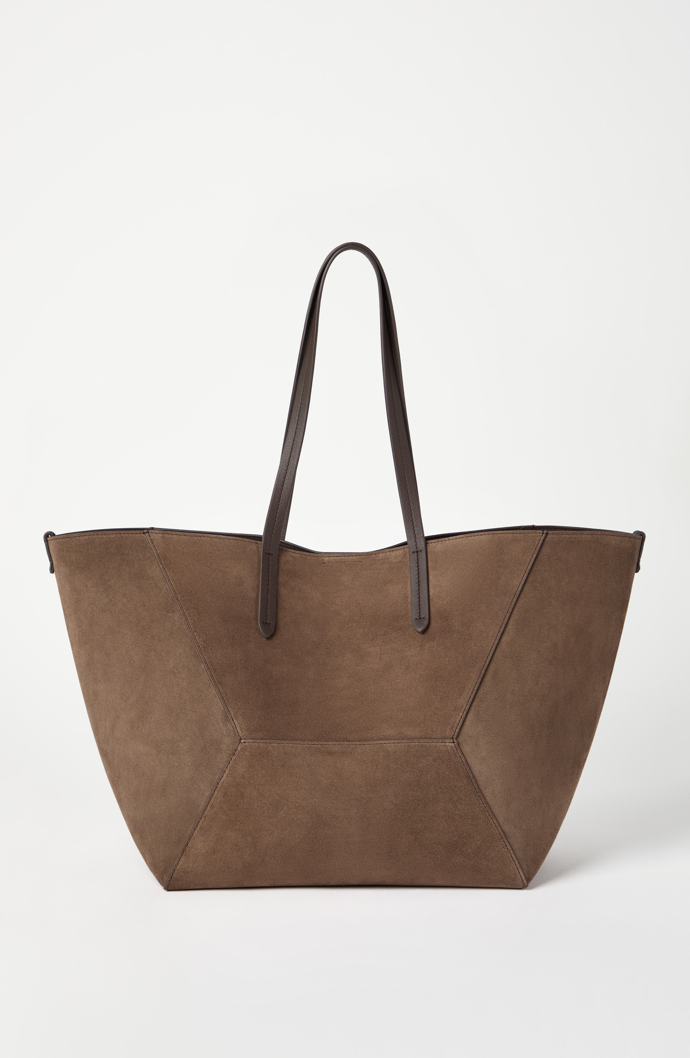 Brunello Cucinelli Suede BC Duo bag, Alternate, color, Bark