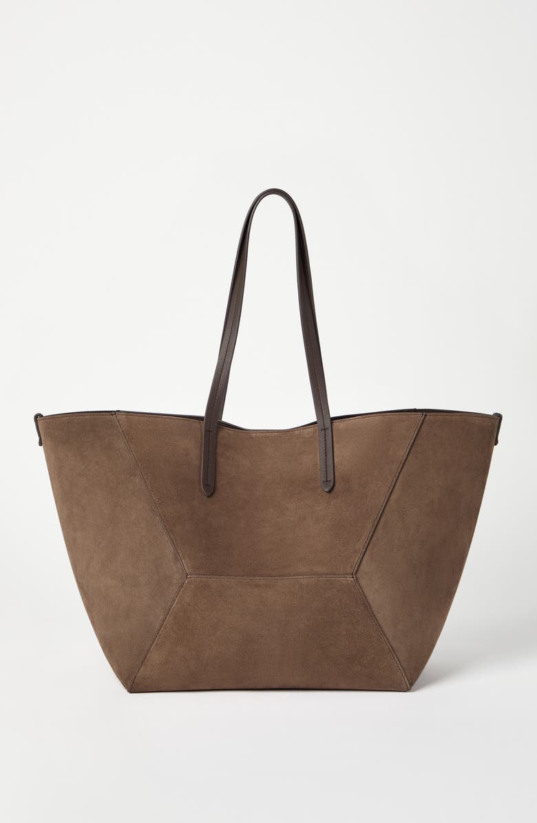 Brunello Cucinelli Suede BC Duo bag, Alternate, color, Bark