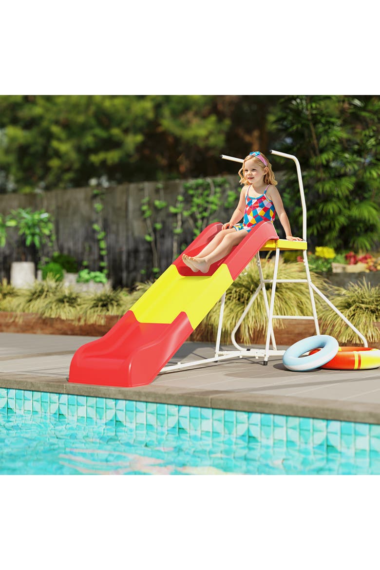 6ft Kids Slide with Climbing Ladder, Platform, Indoor/Outdoor Use, Alternate, color, Red