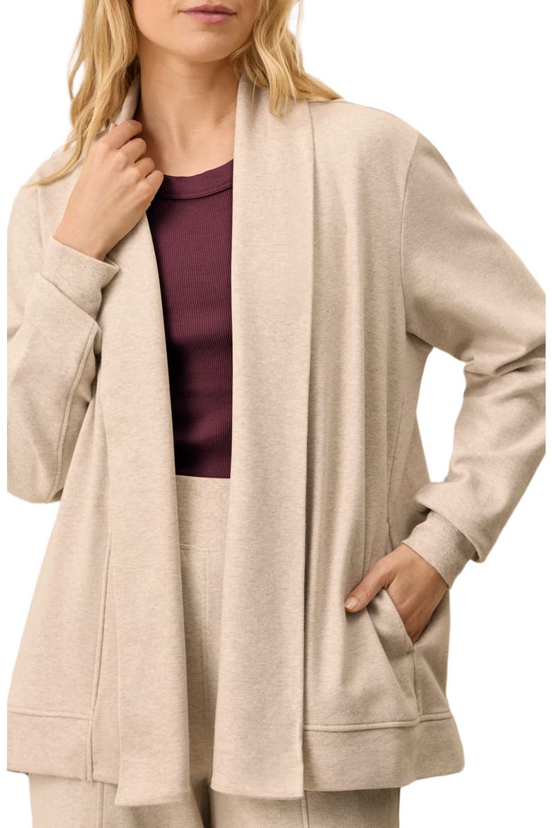 Airplane Short Drape Cardigan, Alternate, color, Flax Heather