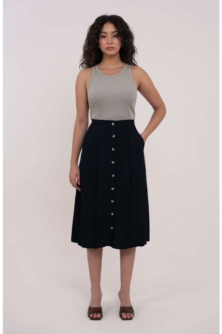 The Midi Skirt, Alternate, color, Black
