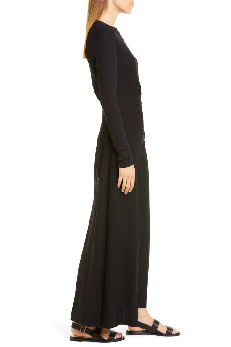 Split Apron Cotton Rib T-Shirt, Alternate, color, BLACK