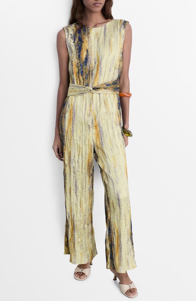 MANGO Sleeveless Satin Jumpsuit, Main, color, 