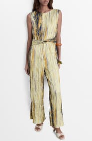 MANGO Sleeveless Satin Jumpsuit