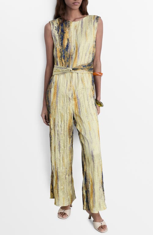 Mango Sleeveless Satin Jumpsuit In Pastel Yellow