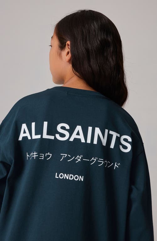 Smallsaints By Allsaints Kids' Underground Oversize Long Sleeve Graphic T-shirt In Blue