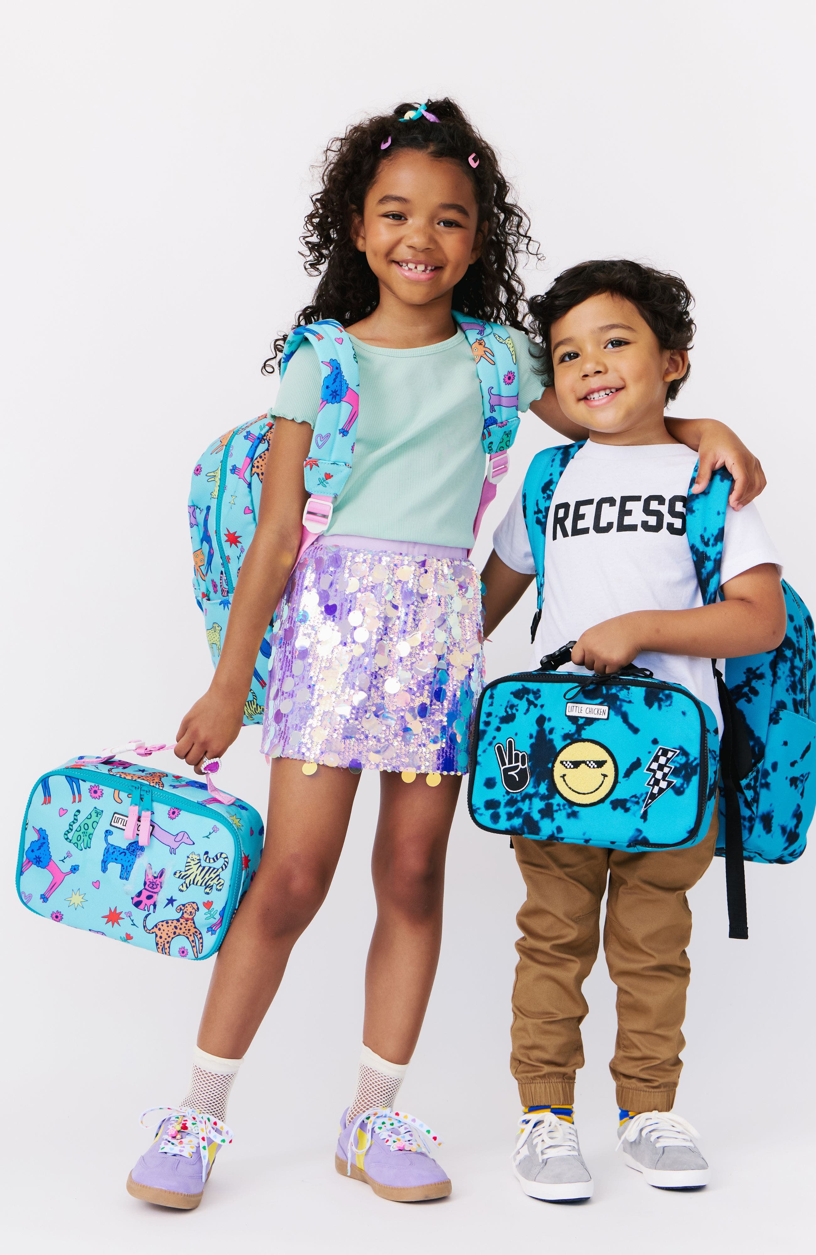 Little Chicken Kids' Patched Lunchbox, Alternate, color, Blue Green Tie-Dye