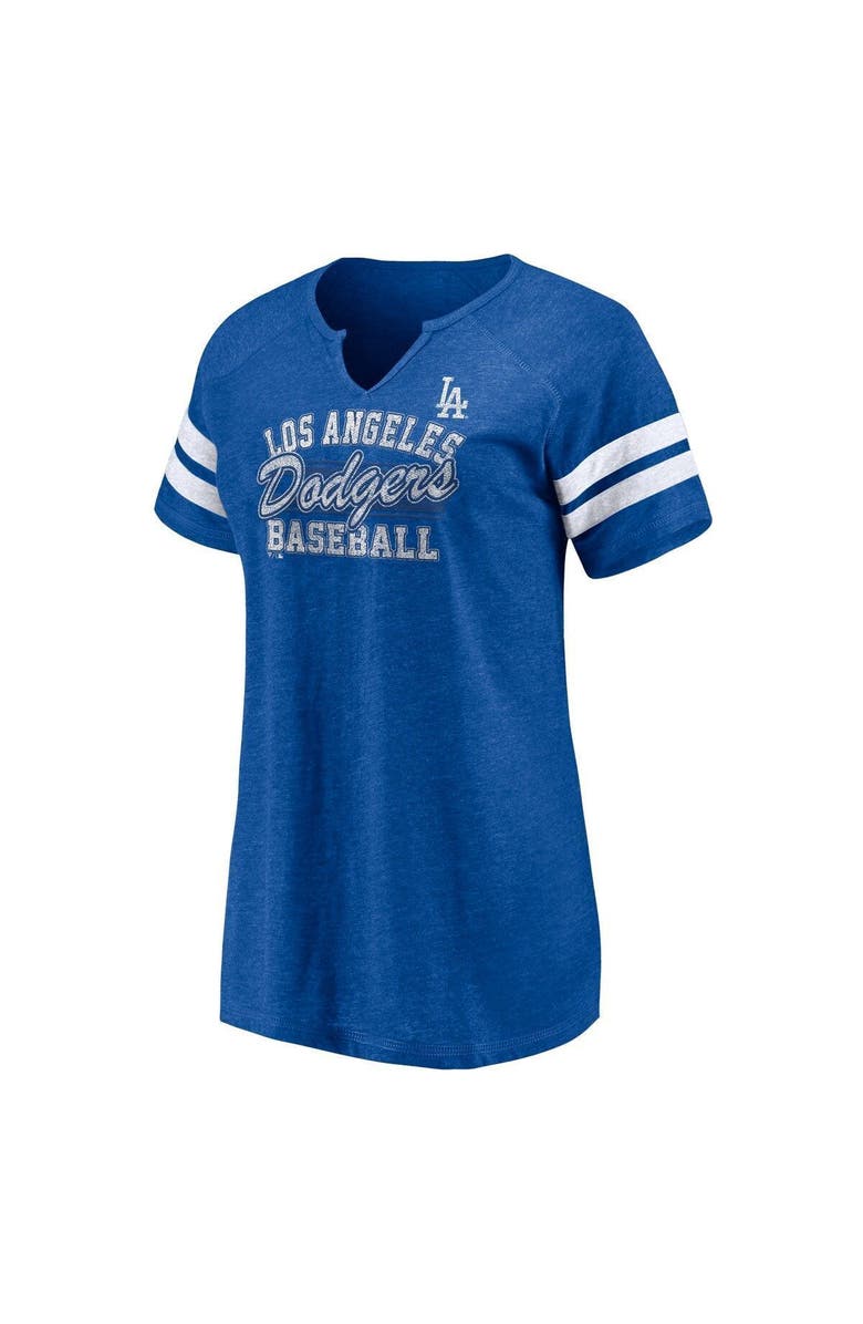 FANATICS Women's Fanatics Branded Heather Royal Los Angeles Dodgers Quick Out Tri-Blend Raglan Notch Neck T-Shirt, Alternate, color, 