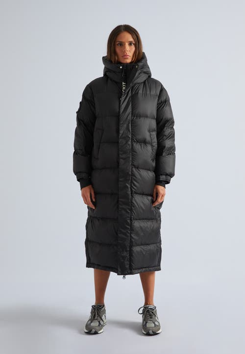 Jack1t Longline Midi Puffer Coat In Black