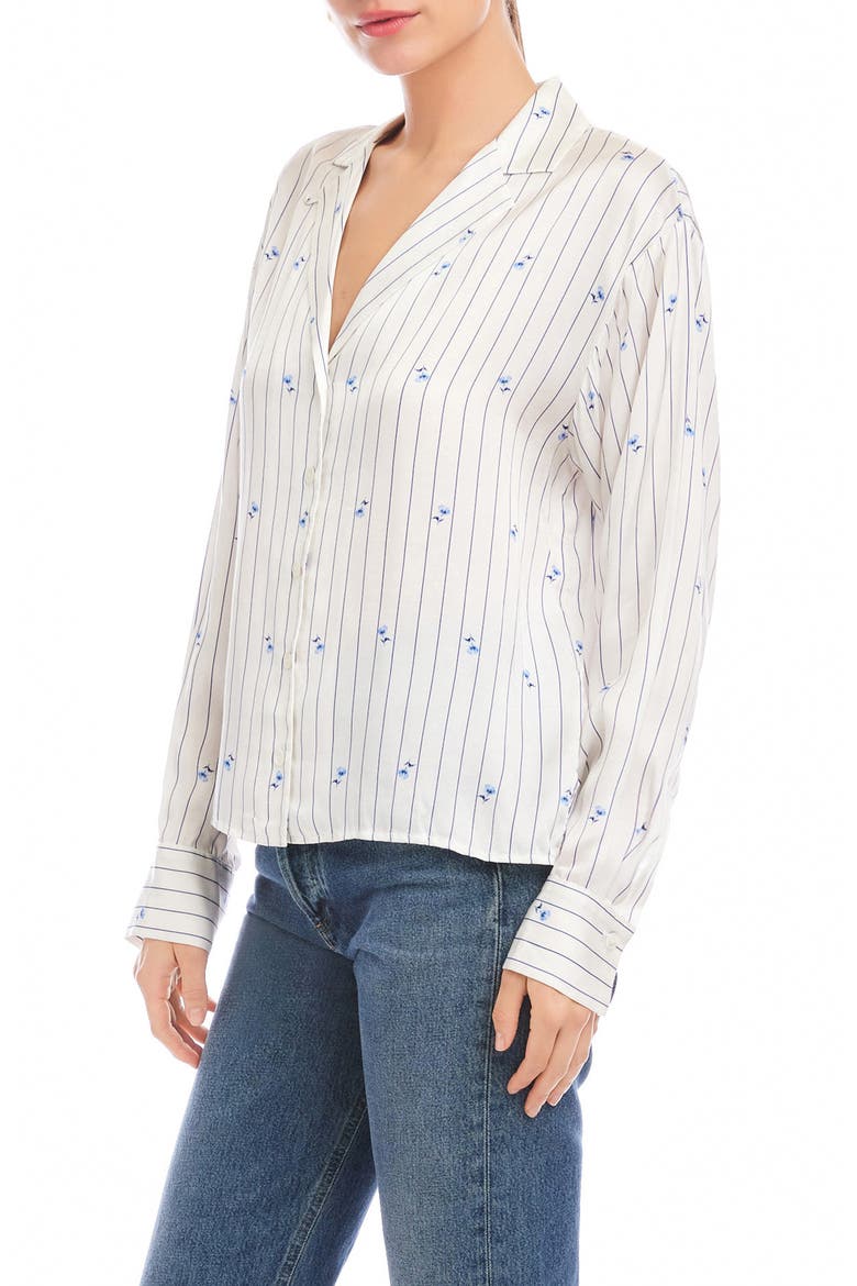 Lynette Print Shirt, Alternate, color, CREAM/ BLUE