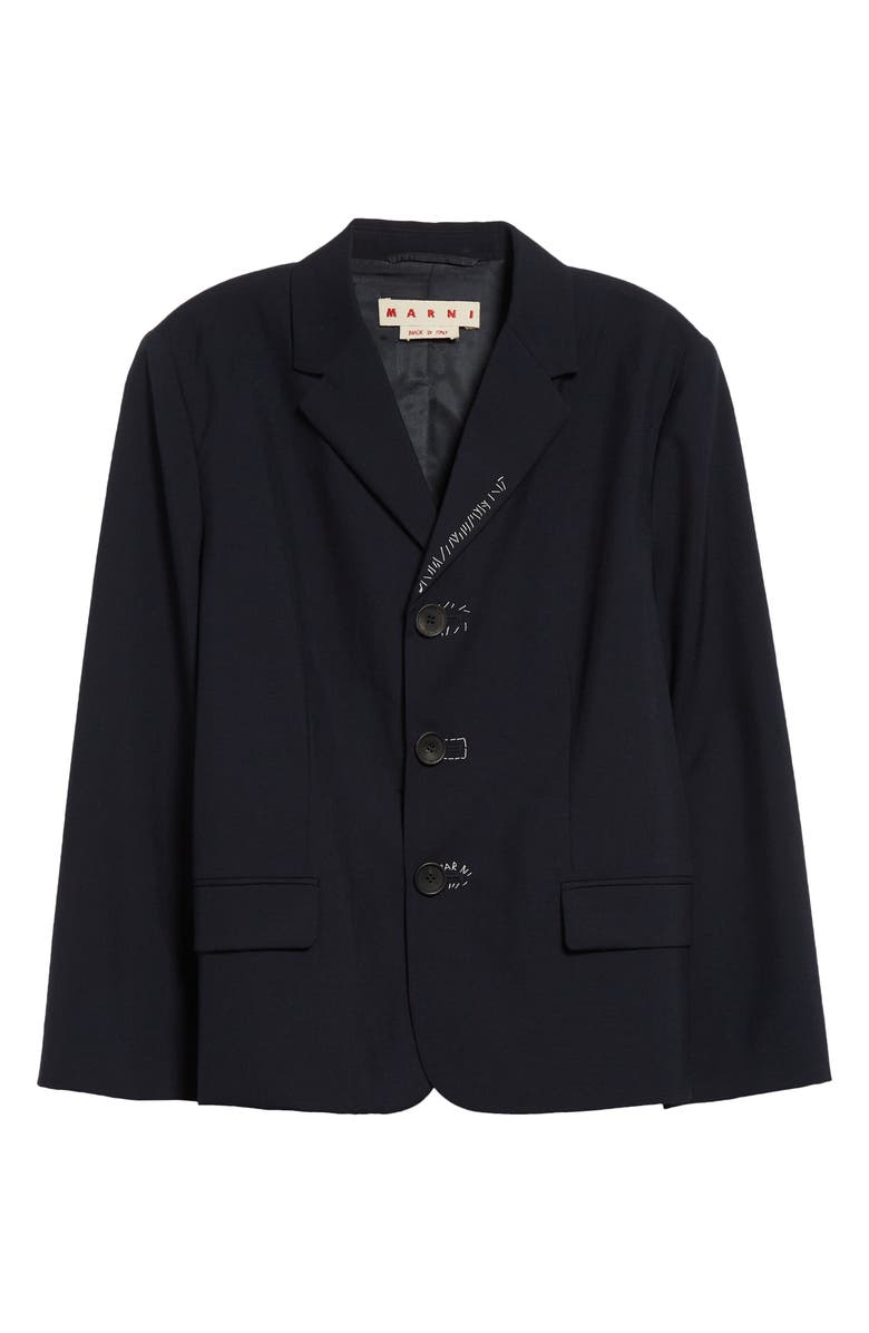 Marni Embroidered Wool Gabardine Blazer, Main, color, 