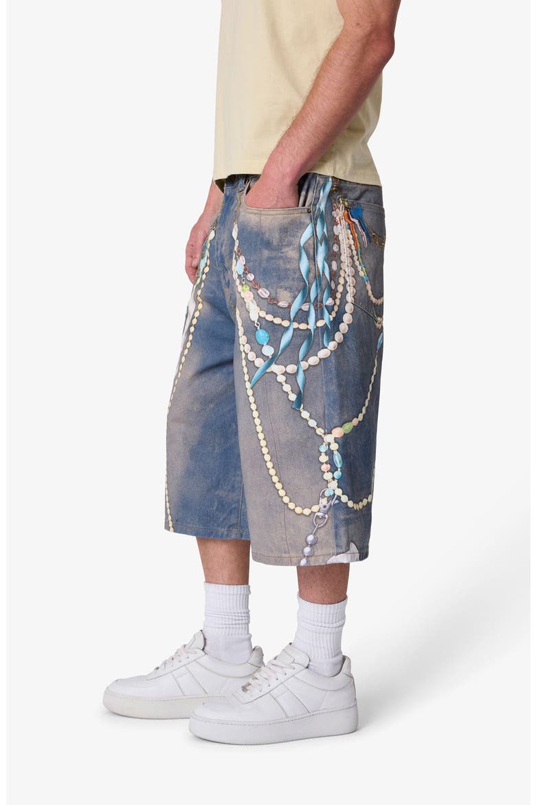 Ultra Baggy Chain Printed Denim Shorts, Alternate, color, LIGHT BLUE