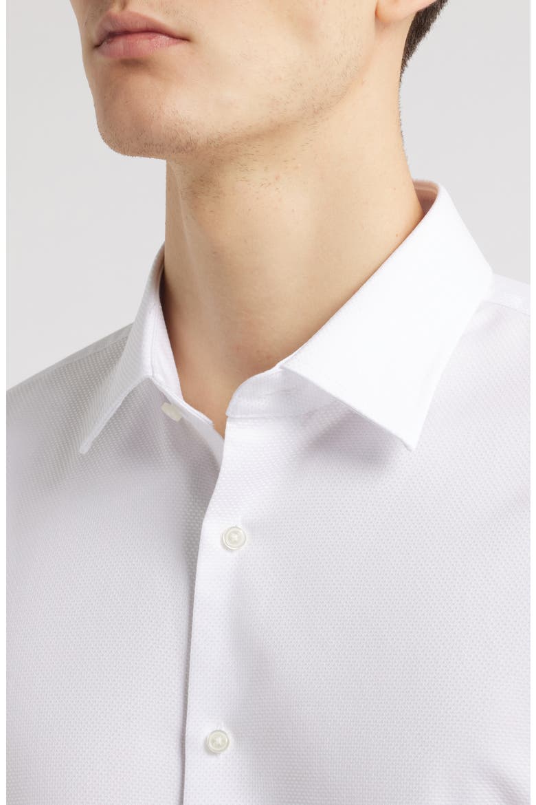 Premium Non-Iron Trim Fit Dress Shirt, Alternate, color, WHITE STAR TRIANGLE PAT