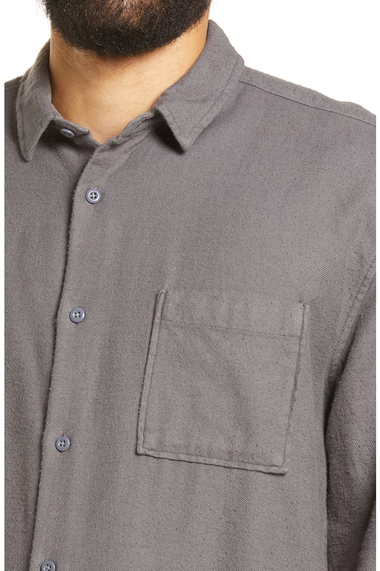 Solid Flannel Button-Up Shirt, Alternate, color, GREY TORNADO - GREY GRINDLE