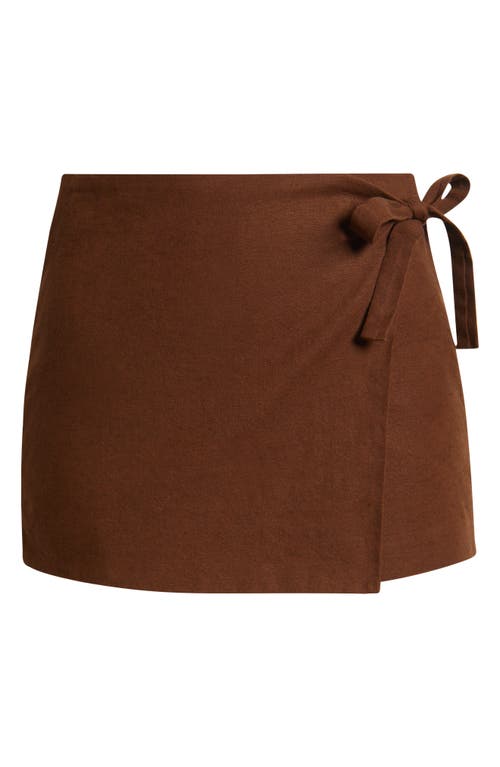 Open Edit Linen Blend Wrap Skort