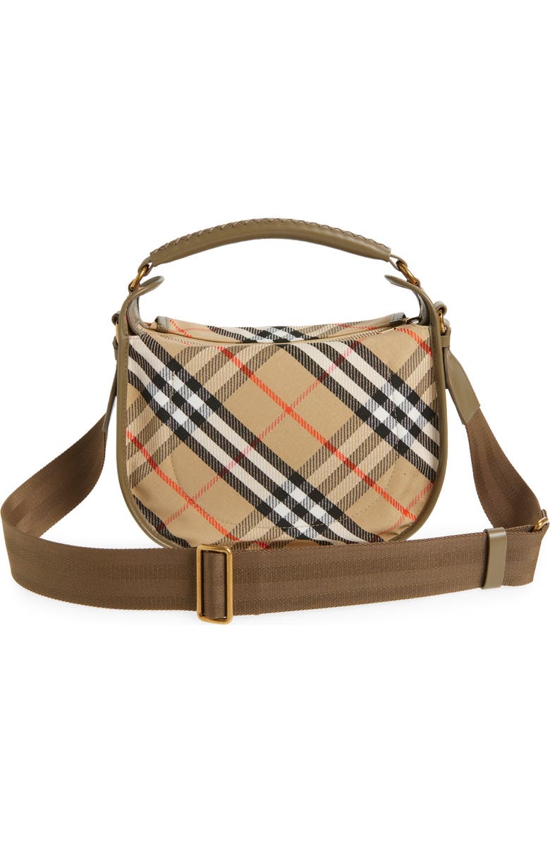 Burberry Small B Clip Check Messenger Bag, Alternate, color, Sand