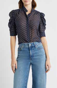 Gillian Print Silk Button-Up Shirt