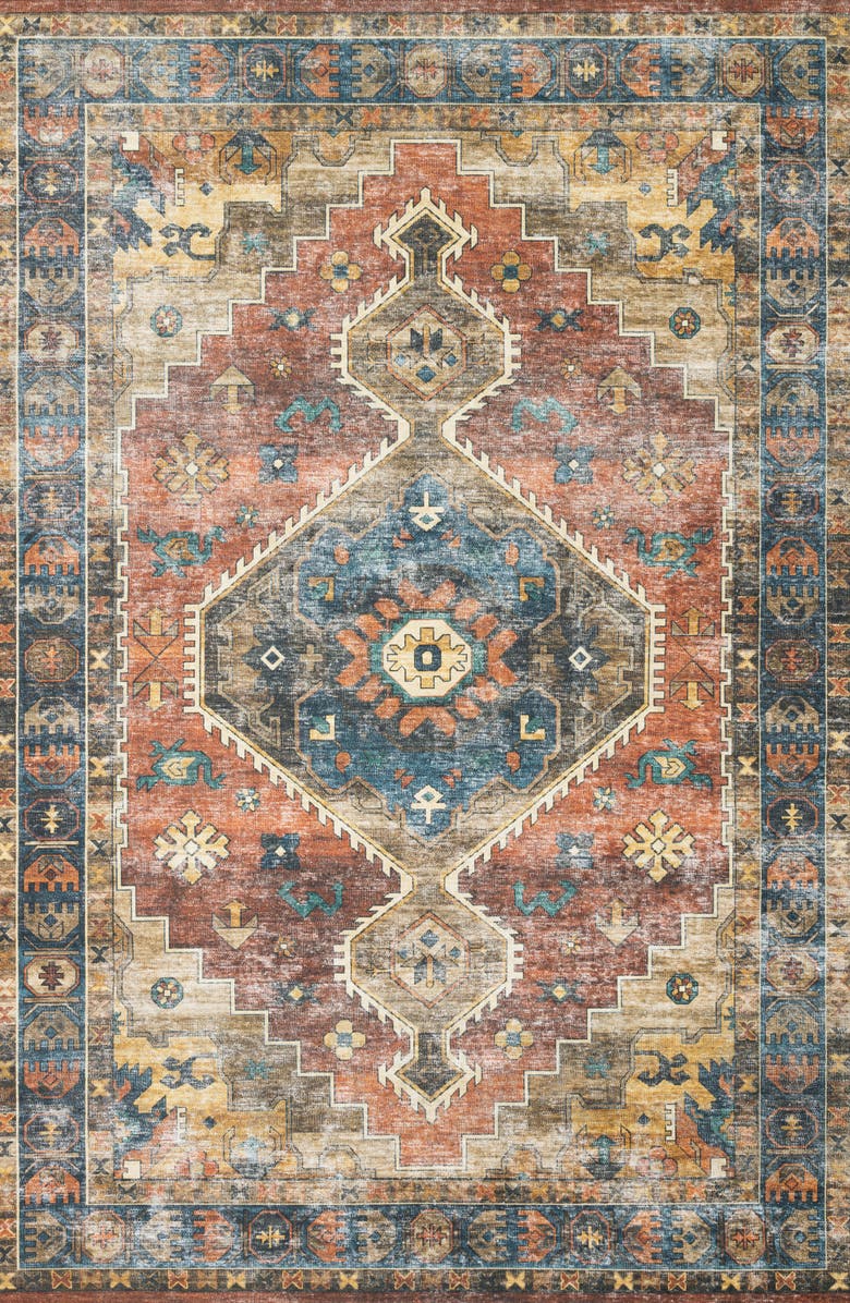 LOLOI Skye Collection Rug - Rust/Blue - 7'6" x 9'6", Alternate, color, Rust / Blue