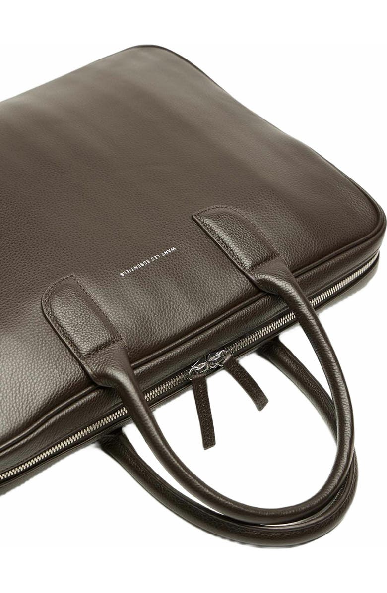 WANT Les Essentiels Lesage Pebble-Grained Leather Computer Bag, Alternate, color, Dark Brown