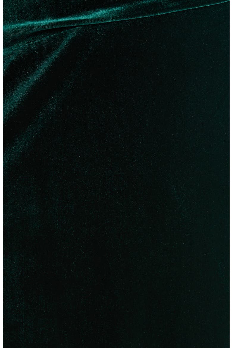 Ruched Puff Shoulder Velvet Gown, Alternate, color, HUNTER