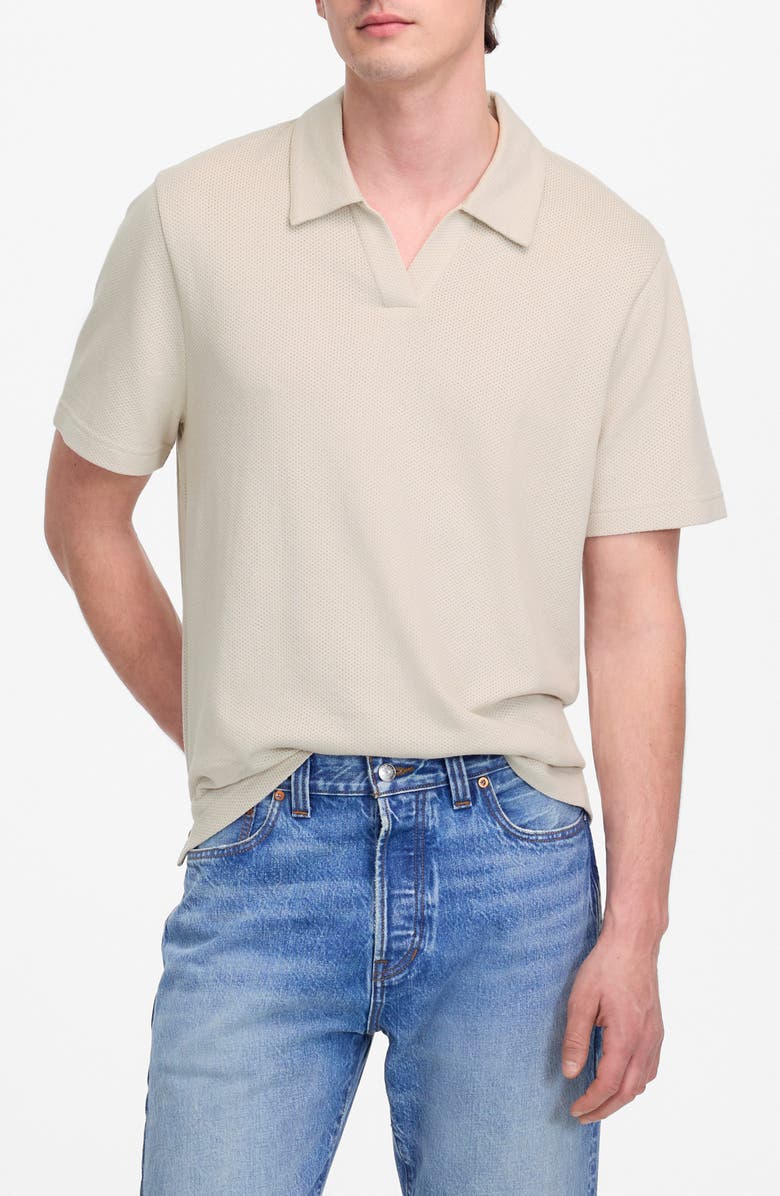Madewell Johnny Collar Heavyweight Mesh Polo, Main, color, Dove