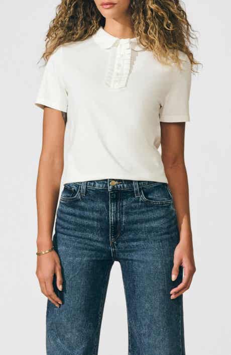 Cotton Ruffle Placket Polo