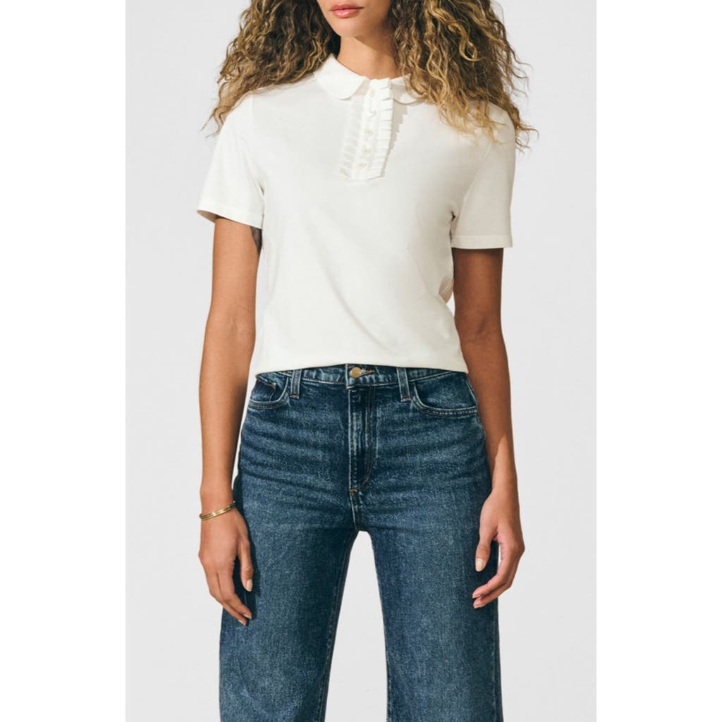 Isaac Mizrahi New York Cotton Ruffle Placket Polo