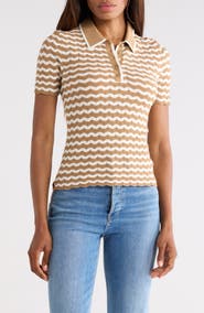 JASON WU Chevron Stripe Polo Sweater