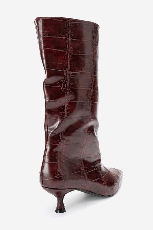 Prologue Shoes Crow Embossed Pointed Toe Boot In Brown