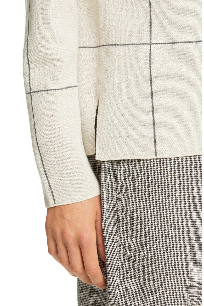 Windowpane Check Merino Wool Sweater, Alternate, color, CASHEW