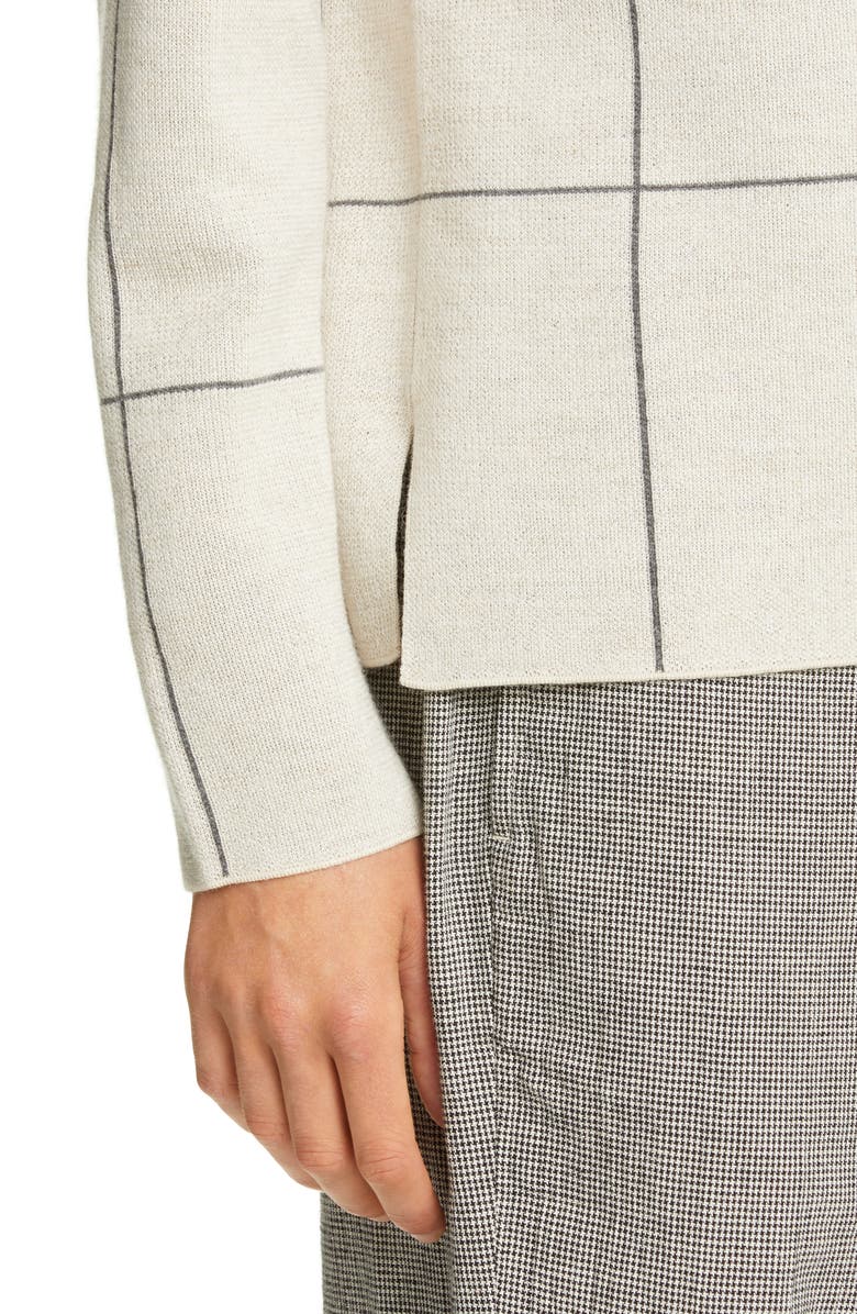 Eileen Fisher Windowpane Check Merino Wool Sweater, Alternate, color, 