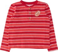 RuggedButts Knit Long Sleeve Embroidered Henley Tee